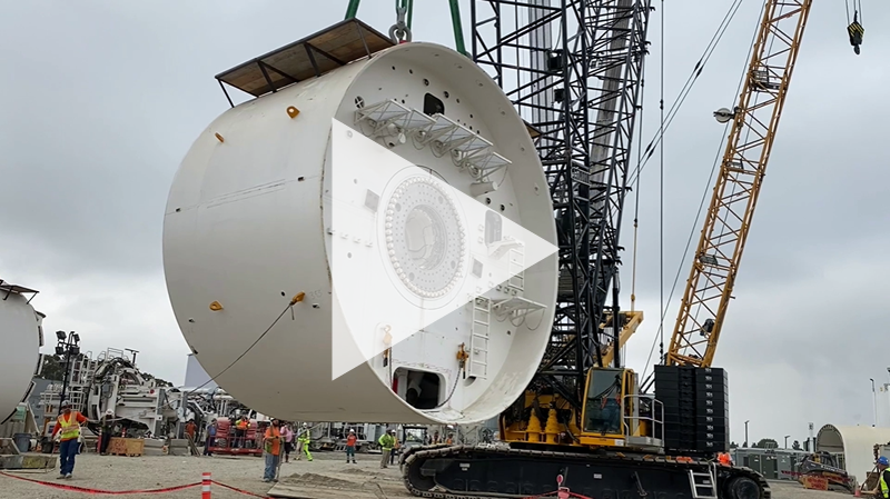 Tunneling Machine Lowered Underground