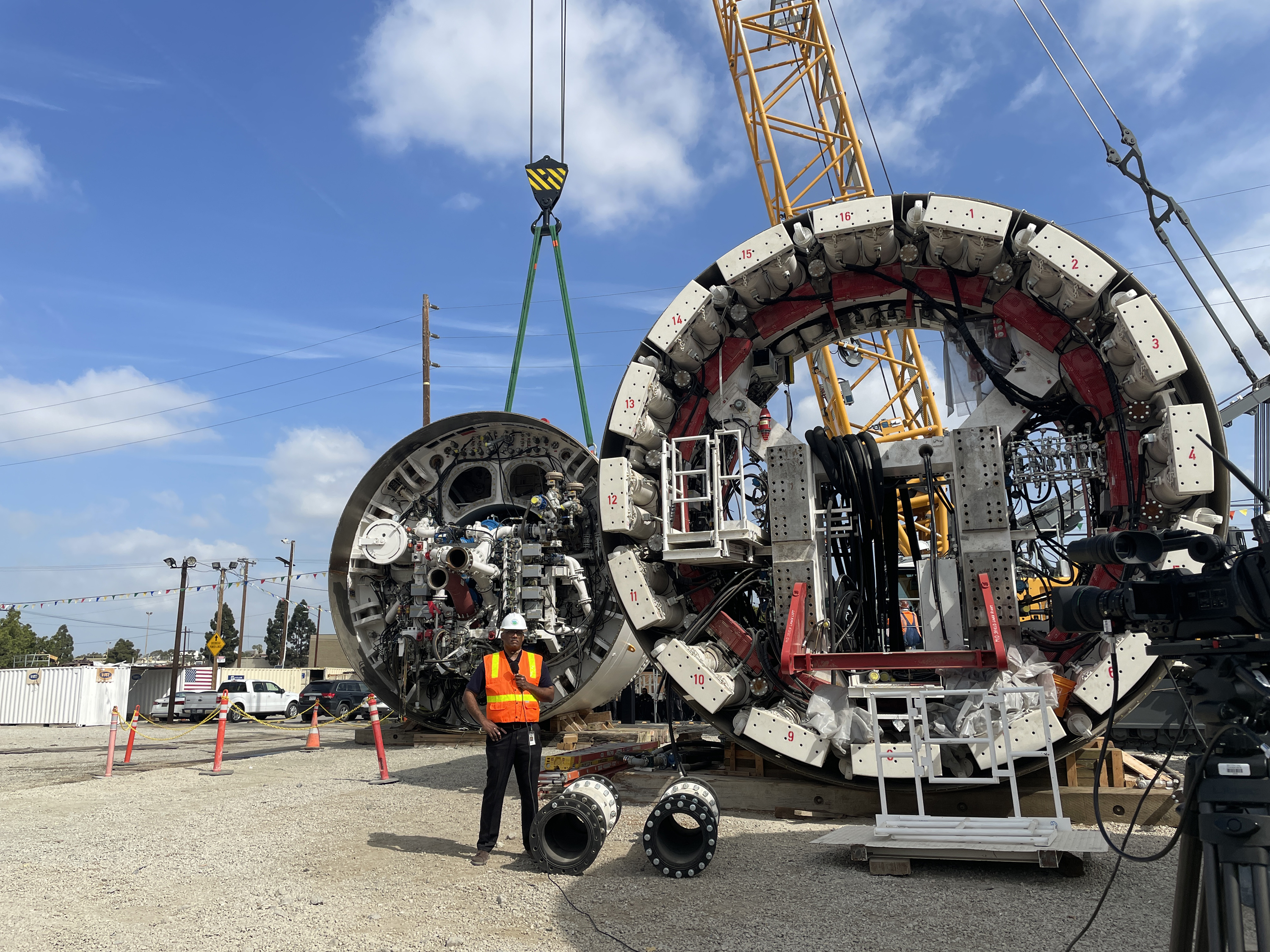 Basil Hewitt introducing front segments of the tunnel boring machine
